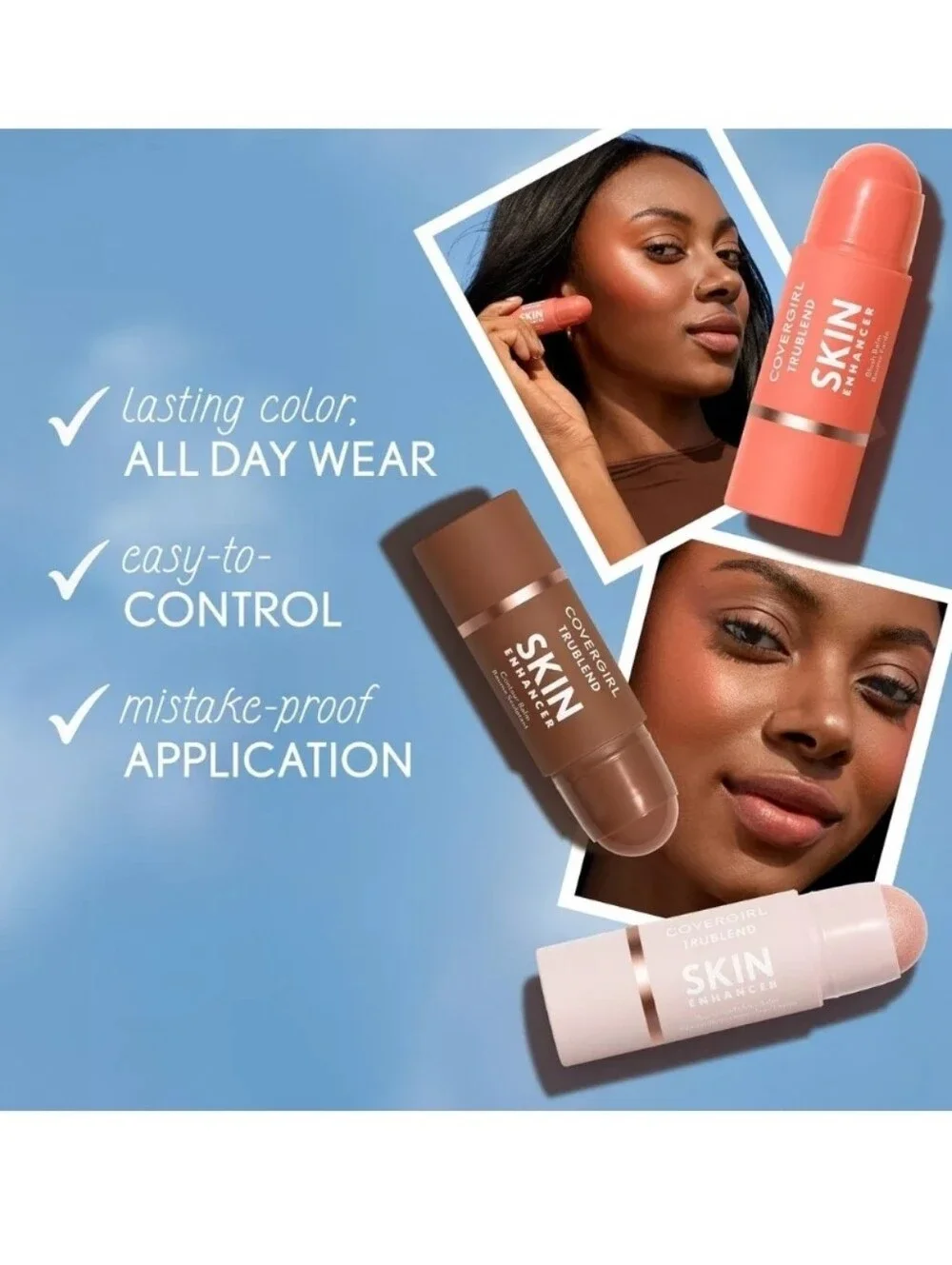 CoverGirl TruBlend Skin Enhancer Balm Blush Stick Bundle NEW!